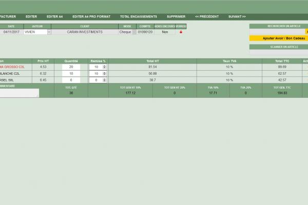 Application de gestion commerciale